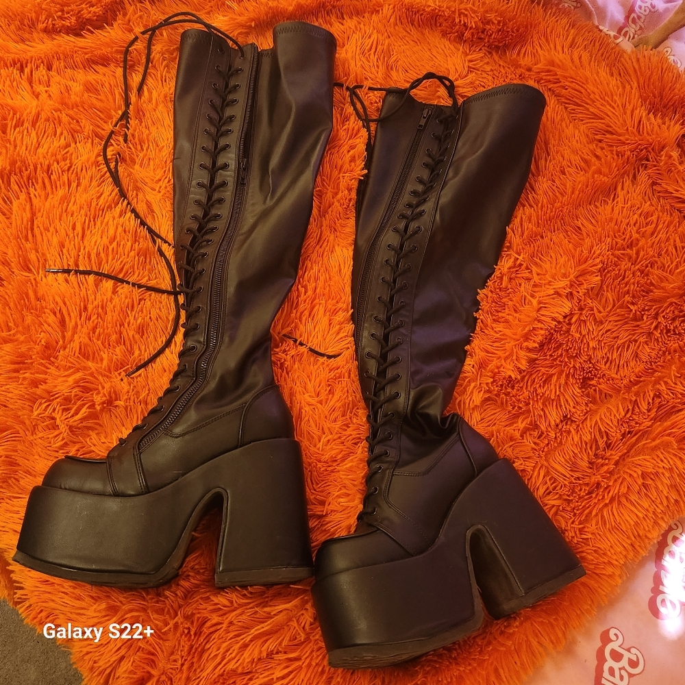 Demonia wide calf over the knee goth boot